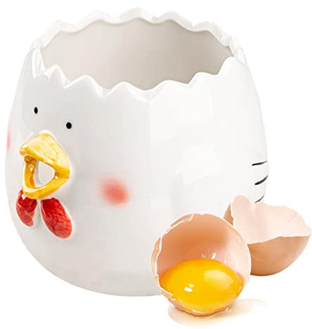 Cute Egg Separator, Ceramics Vomiting Chicken Egg Yolk White Separator,Cartoon Egg Separator,Kitchen Gadget Baking Tool for Restaurant Brunch Breakfast/219 (Color : L-300ml, Size : 1pcs)