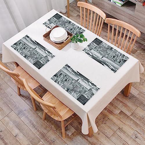 Platzset, Satz von 4 Platzsets,New York Die Skyline von New York wird vom Empire State Building d,Gewebte Vinyl-Tischsets, waschbare und langlebige Tischsets, Tischsets für den Innen- und Außenbereich
