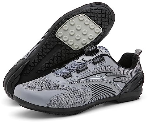 PENXZT Herren MTB-Radschuhe Mountainbike Fahrradschuhe Outdoor-Radschuhe Gummisohle Nicht rutschernde atmungsaktiv,Grau,45 EU