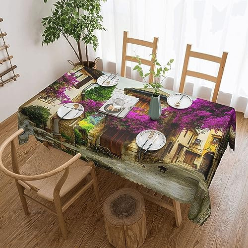 AdaNti Schöne Altstadt der Provence Druck Rechteck Tischdecke Weich Waschbar Tischdecke Dekorative Tischdecke für Esstisch Teetisch