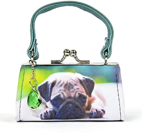 Mario Moreno Geldbörse Mops Welpe Hund Portemonnaie Geldbeutel Mini Bag Kunstleder mit Fotodruck