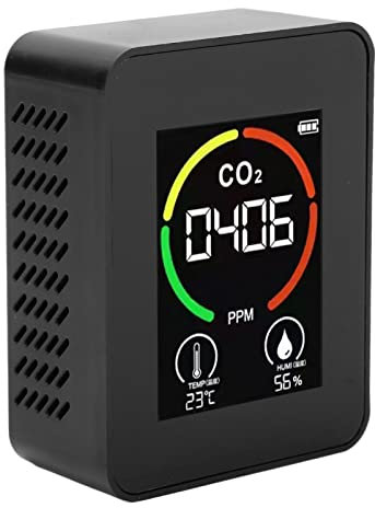 Tragbarer CO2-Detektor mit TVOC-Sensor - Echtzeit-Überwachung für CO2, Temperatur und Luftfeuchtigkeit für Reisen, Zuhause, Auto, Wohnmobil mit 1200mAh Akku und ±1℃ Genauigkeit