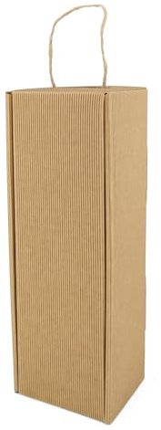 IDEA HOME 6er Packung Flaschentüten WAVE Geschenktüten Kraft Natur für Wein Weihnachten, Geburtstage, Valentinstag & Partys 115 x 95 x 320 mm