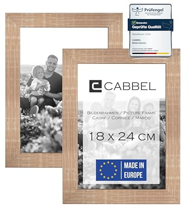 CABBEL Doppelpack (2er Set) Bilderrahmen 18x24 cm, Mokka, stabiles MDF-Holz Rahmen, bruchsicherem Plexi-Glas, zum Aufhängen & Aufstellen, ideal für Fotos/Bilder/Collage