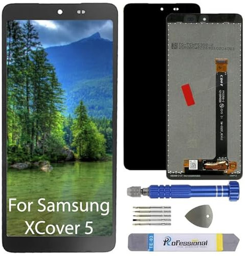 Int'x Display LCD für Samsung Xcover 5 - Ersatzbildschirm für LCD/OLED Ohne Rahmen - Touchscreen mit Reparaturwerkzeug-Kits - Ersetzt einen defekten Bildschirm - Schwarz