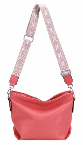 Damen Tasche Shopper Hobo Bags Crossbody Schultertasche Umhängetasche Handtasche Gürteltasche Crossover Kunst Leder Coral