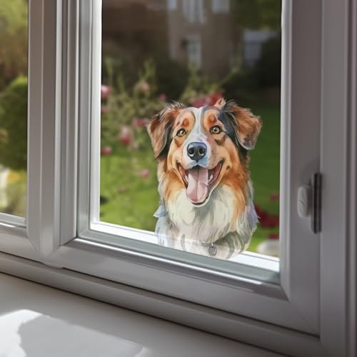 Funlife Groß Sticker Hunde und Katzen Fensterbild, Statisch Haftend Tiere Fensterdekoration, Vogel-Schutz Frühling Fensterdeko für Kinderzimmer Wohnzimmer Schlafzimmer 50 x 26 cm