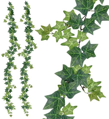 Efeu Künstlich 2m 2pcs, Efeu Girlande Viele 165pcs Blätter, Künstliche Pflanzen, Kunst Efeu Künstliche Hängepflanzen Ranken Pflanzen Hängend Ivy Vines, Hochzeit Zimmer Wand Balkon Hochzeit Garten Deko