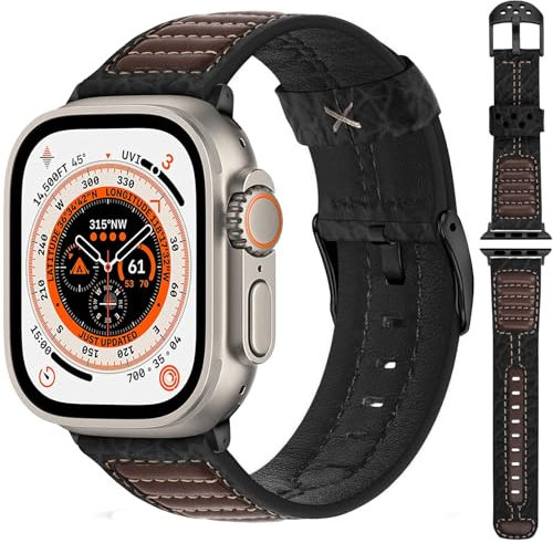 Fullmosa Kompatibel mit Apple Watch Armband 46mm 45mm 49mm 44mm 42mm 38mm 40mm,Herren Leder Ersatzarmbänder für iWatch Series Ultra 2 Ultra Series 10 9 8 7 6 SE 5 4 3 2 1