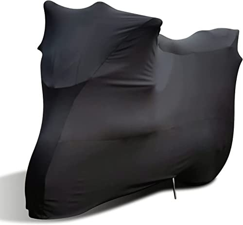 TECTICO Indoor Motorradabdeckung Elastisch Atmungsaktiv Soft Stretch S Voller Schutz für Garage Motorrad Zeigen, Schwarz 78 x 35 x 39 inches