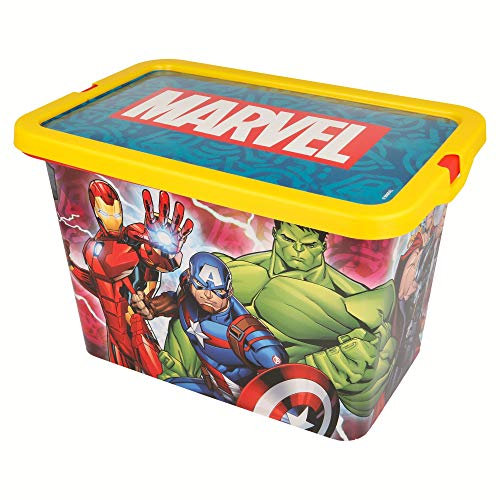 Marvel Avengers Kids Storage Box 7L – BPA-Free Plastic Toy Storage Box with Click Lock Lid, Lightweight & Durable – Perfect for Organising Toys, Books, Blankets and Clothes (29 x 19 x 19 cm)