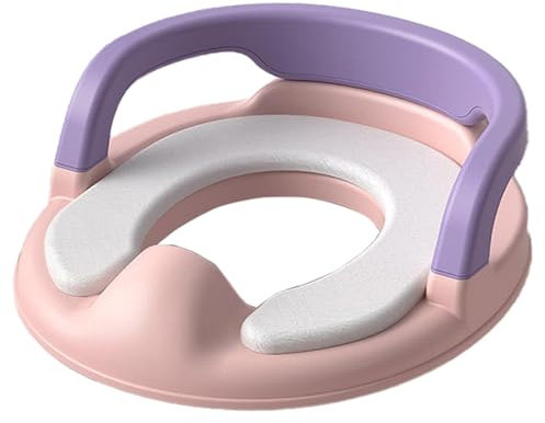 Rrlihjgu Potty Training Toilet Seat For Boys And Girls With Handles & Soft Cushion, Kids Travel Potty Seat With Anti-Slip Design & Guard Fits Round & Oval Toilets, Non-Slip With Guard