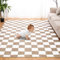 Superweicher Teppich für Schlafzimmer, 90 x 150 cm, Beige und Weiß, klassischer karierter Shaggy-Teppich, rutschfest, Hochflor, weich, flauschig, flauschiger Teppich für Wohnzimmer, Schlafzimmer,