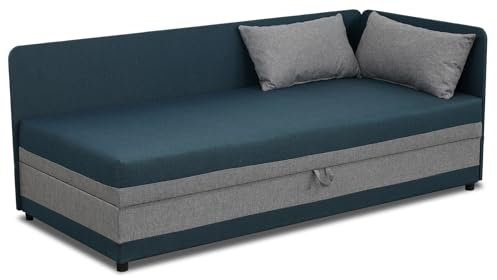 Bonni24 Einzelbett mit Staukasten Jugendbett Einzelbettsofa mit Bettkasten Hirek (Türkis/Grau, 80x180)