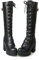 ZZQCCHL Botas Altas hasta la Rodilla con Plataforma para Mujer Botas Altas ecuestres con Cordones Botas Militares de tacón Medio bajo,Negro,38 EU