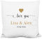 True Statements Kissen personalisiert mit Namen und Datum „I Love You“ - 40x40cm, inkl. Kissen-Füllung | Geschenk-Idee, Zierkissen Deko (flauschig)