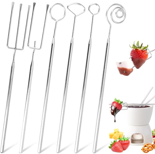 6 Stück Schokolade Dip Gabel Set Pralinen Tauchgabel Pralinengabel Schokolad Besteck DIY Schokolade Split Gabel Set Pralinengabel Tauchgabel für Pralinen, Trüffel, Süßigkeiten