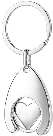 SHPUJUN Schlüsselanhänger mit Einkaufschip, Herzform Design, Herzförmiger Einkaufswagenchip, Einkaufswagen-Token (1 Stück)