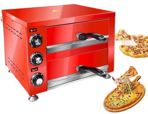 YXYLJOZ Commercial Pizza Double Oven 2200W 12 inch Stainless Steel Pizza Electric Countertop Pizza and Snack Oven Multipurpose