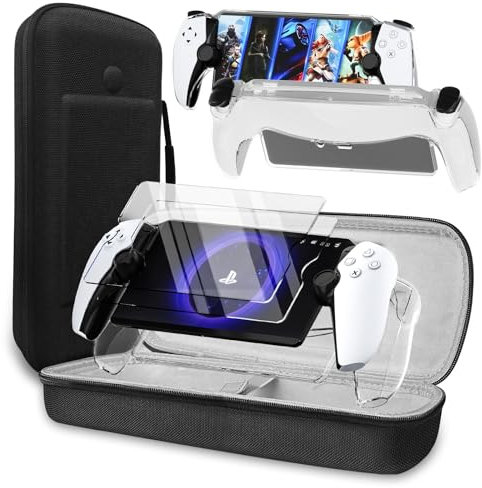 QUAGGY 3-in-1 Accessoris Kit Compatible with Playstation Portal,EVA Carrying Case for PS Portal,2 Screen Protectors for PlayStation Portal,Protective Shell Portable Travel Handbag for PS5 Portal