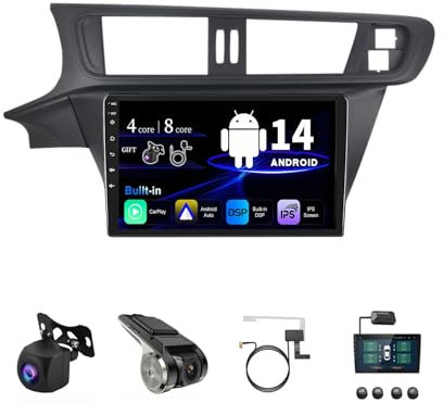 9 Pouces Stéréo avec Écran Tactile Android 14 Autoradio Double Din Bluetooth pour Citroen C3-XR 2010-2015 avec GPS Navigation AHD Caméra De Recul Wireless CarPlay Bluetooth(P300 6+128G)