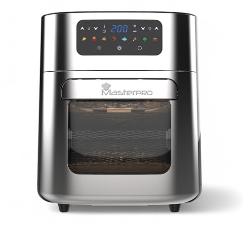 MasterPRO ROCKET 1000 | Freidora de Aire 10 L | Sistema Calentamiento Doble 360º | Ventana Para ver Progreso sin Pausar | Pantalla táctil LED digital | | 9 Programas Cocción | 100% Libre de PFAS