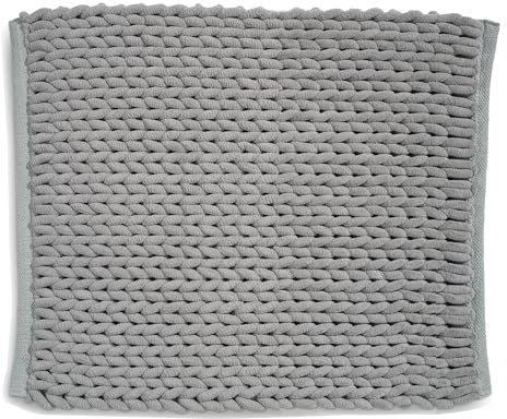kela Badematte rutschfest 55 x 65 x 2 cm Marie, Badezimmerteppich grau, waschbar, recyceltes Polyester & Baumwolle, Badvorleger in Strickstruktur