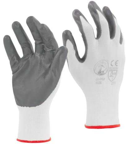 STI Guanti da lavoro Spalmati in Nitrile Bianco Grigio 8 M 1 Paio