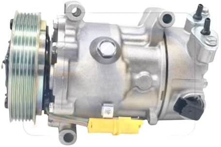 Compresor de aire acondicionado SD6C12 compatible con Peugeot 207, 208, 307, 308, 508 Partner 16074249, 96519109, 96712162, 6453QJ, 1607424980, 9651910980, 9822826880