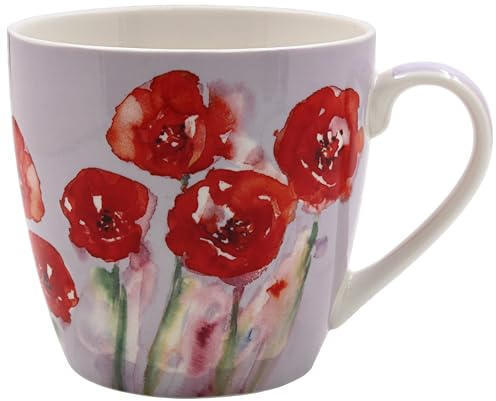 The Leonardo Collection Poppy Large Breakfast Mug Jennifer Rose Gallery For Hot & Cold Drinks | Durable Coffee Cups For Home & Office | Comfortable & Easy-To-Hold Coffee Mugs For Beverages & Daily Use