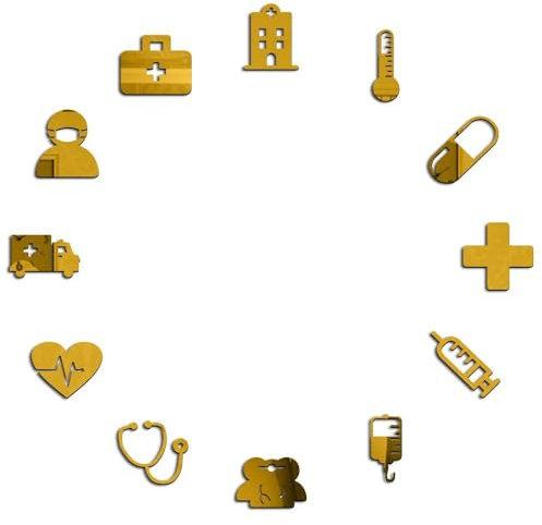 BSTDE Krankenhaus-Icon Multifunktionale Aufkleber: Als Wanddeko, Türenverzierung oder Möbel-Akzent (Gold,27 Zoll)