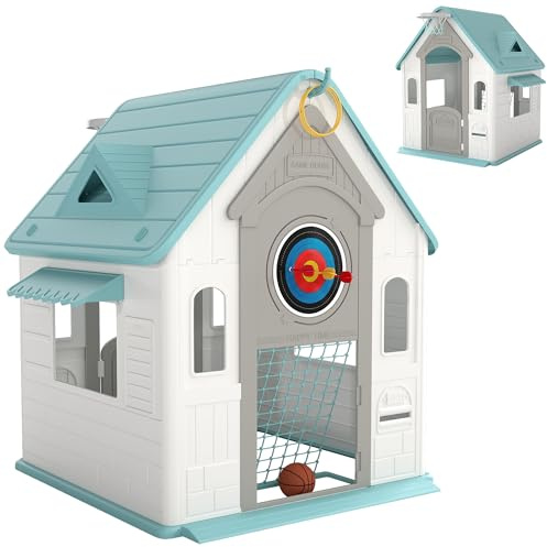 AIYAPLAY Casetta da Giardino per Bambini 5 in 1 132x118x124 cm Multicolore