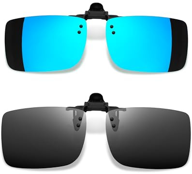Joopin 2er-Set Clip-On Sonnenbrille Herren Polarisiert Aufsatz Brille | Zwei Größen (M: 60*40mm, L: 60*44mm), Tragbar, Ultraleicht, für Brillenträger, Randlose, Rechteck, UV400, Reisen, Fahren