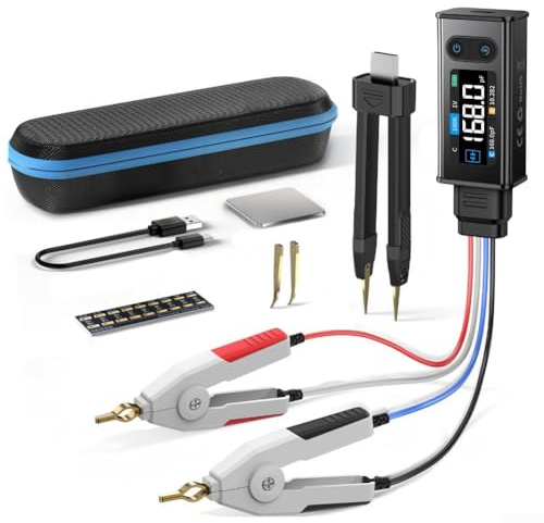 LCR-ST2 2-in-1Tester Smart Bridge Tweezer Kit,LCR/ESR Klemmmessgerät,digital brücke tester Digital bridge Messgerät LCR Messgerät Widerstand Induktivität Kapazität Bauteilprüfung(LCR-ST2 high)