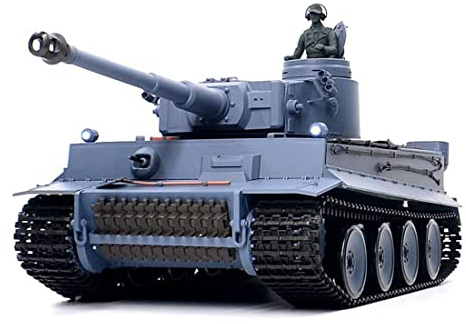 SpedUpX 1:16 Tiger tedesca, carro armato pesante 3818, modello militare RC con telecomando 2.4G, catene in metallo, effetto sonoro, fumo e tiro (versione base)