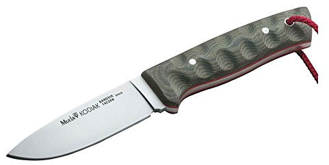 ELECTROPOLIS Cuchillo Enterizo de Caza Muela Kodiak KODIAK-10SV.G, cachas micarta Verde, Acero SANDVIK 14C28N, Hoja de 11 cm + Tarjeta Multiusos de Regalo
