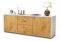 Stil.Zeit TV Schrank Lowboard Alma, Korpus Weiss matt, Front Holz Design Eiche (135x49x35cm), Push to Open Technik & Leichtlaufschienen