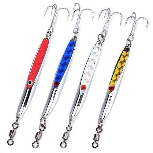 Angeln Spoons Sinkende Metallköder Angelköder Ködelrute Sinking Löffel Pailletten Köder Bass Harter Löffel Köder Jig Lure Künstliche Haken Lockt Angelgerät Köder(28g-Rot)