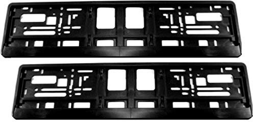 Satz (2 Stück) Kennzeichenhalter - Schwarz - alle Fahrzeugmodelle! - EU-Kennzeichen 520x110 mm - inklusive 8 Befestigungsschrauben