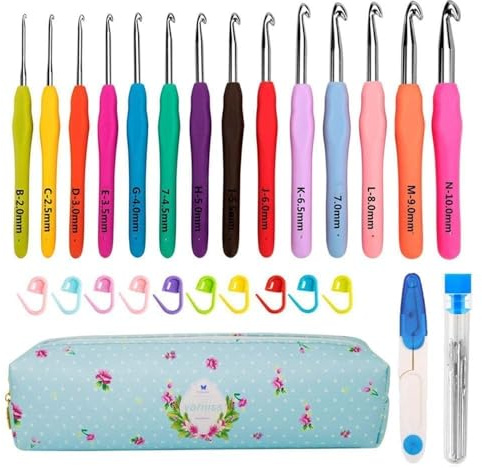 Whew Clear case 1001Häkelnadel-Set mit Koffer 14 Größen (Swahars)