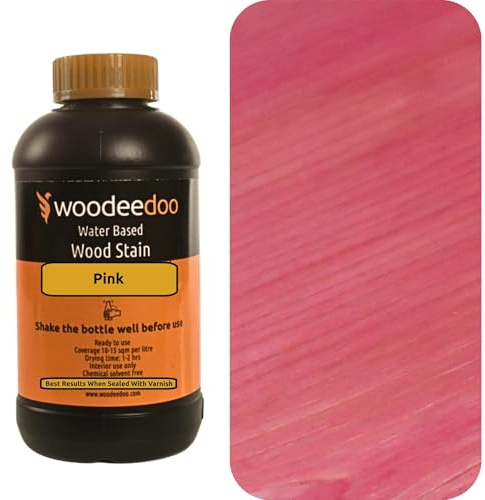 WooDeeDoo Water Based Wood Stain | Wood Dye | Ready to Use | Environmentally Friendly | Solvent Free | Odour Free | 1 L | Pink