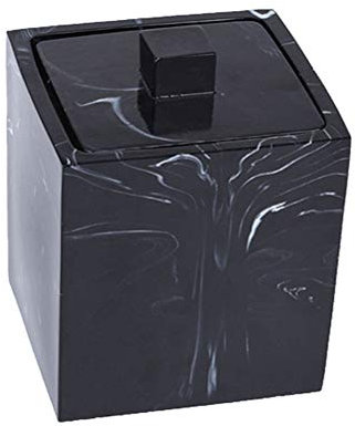 Boîte De Rangement Élégante En Résine Et Marbre Pour Cotons-tiges Organiseur Pour Cotons-tiges Maquillage Décoration Dintérieur