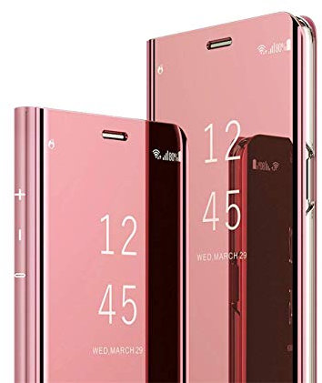 MRSTER iPhone Se 2020 Miroir Housse Coque Etui à Rabat, Mirror Smart View Standing 360° Protecteur Etui Coque pour Apple iPhone Se (2020) 4.7. Flip Mirror: Rose Gold