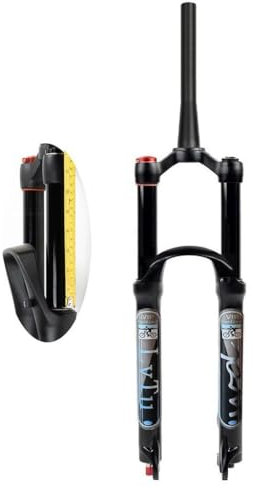 LvTu Mountain Bike Forcella Ammortizzata MTB 26/27,5/29 Pollici 160mm Viaggio Bicicletta Anteriore Ultraleggero Forcelle Pneumatiche for Ciclismo in Discesa - Nero(Tapered Manual Lockout,26 pollic