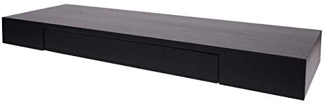 Mendler Wandregal HWC-H37AM, Schweberegal Wandboard Hängeregal Regal, Schublade Massiv-Holz 8x80x25cm - schwarz