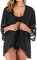 OUKIN Women Chiffon Kimono Cardigan Swim Beach Cover Up Boho Floral Print Bikini Cover-ups Blouse for Swimwear Beachwear (Black)