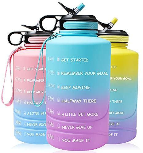 Case Wonder 2.2L Trinkflasche, Motivierende Wasserflasche mit Zeitmarkierungen und Strohhalm, BPA-Frei, Große langlebige Sportflasche, Auslaufsicher, Pop-Up-Trinkflasche für Fitness,Gym, Heim