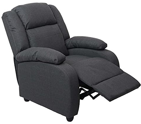 Mendler Fernsehsessel Lincoln, Relaxsessel Liege Sessel, Stoff/Textil - dunkelgrau