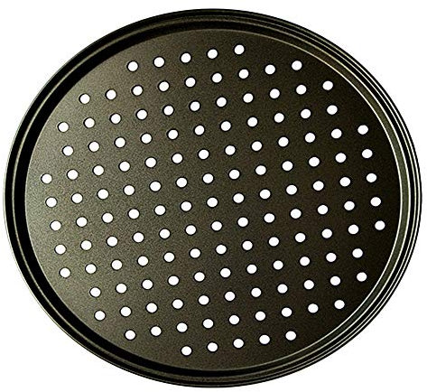 ohfruit Non Stick Pizza Tray, 10/11/12 Inch Carbon Steel Baking Round Oven Tray Pizza Pan, Carbon Steel Non-Stick Pizza Baking Pan Mesh Tray Plate Bakeware Baking Tool 26cm