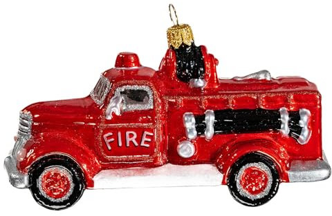 Holyart Camion Vigili del Fuoco addobbo Vetro soffiato Albero Natale